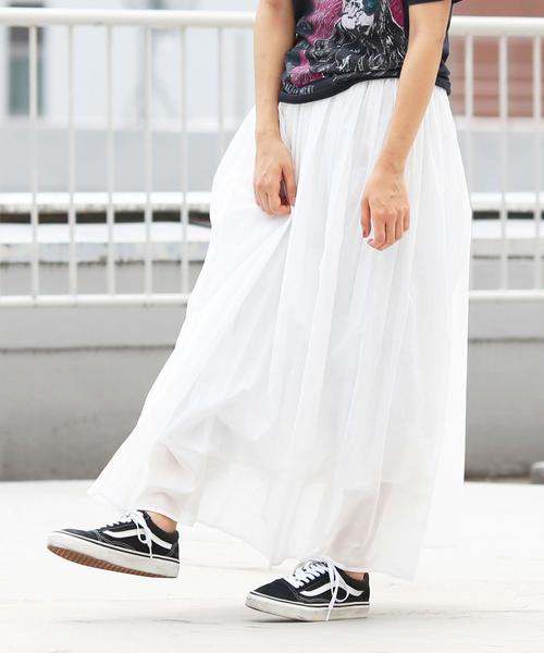 Another Edition（アナザーエディション）の「マキシスカート2 ◆（スカート・レディース・オフホワイト/ライラック/イエロー・FREE）」の2枚目の写真