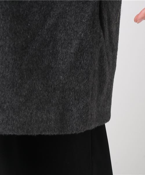 KOBE LETTUCE（コウベレタス）の「大人のさりげないこなれ感を演出！ポケットエコファーVネックノーカラーコート/レディース/アウター[K688]神戸レタス（ダウンジャケット/コート・レディース・グレー/チャコールグレー/アイボリー/キャメル/ピンクベージュ/ライトグレー/ベージュ/ブラウン系その他・FREE）」の14枚目の写真