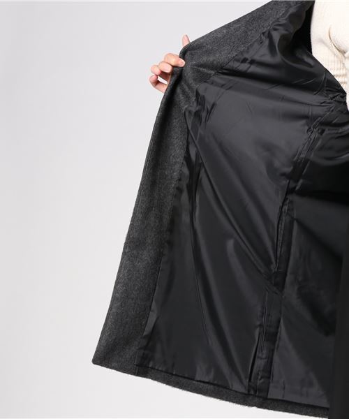 KOBE LETTUCE（コウベレタス）の「大人のさりげないこなれ感を演出！ポケットエコファーVネックノーカラーコート/レディース/アウター[K688]神戸レタス（ダウンジャケット/コート・レディース・グレー/チャコールグレー/アイボリー/キャメル/ピンクベージュ/ライトグレー/ベージュ/ブラウン系その他・FREE）」の15枚目の写真