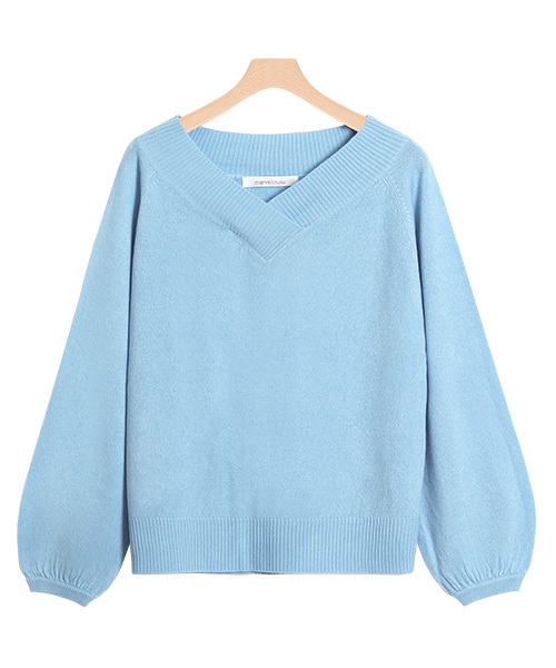 Pierrot（ピエロ）の「カシミヤタッチバルーン袖ニット（ニット/セーター・レディース・ブラック/ネイビー/グレー/オフホワイト/サックスブルー/ピンク/レッド/ベージュ・L/M）」の6枚目の写真