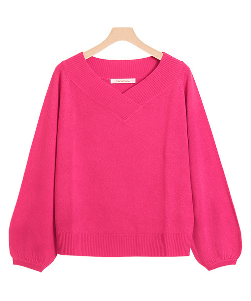 Pierrot（ピエロ）の「カシミヤタッチバルーン袖ニット（ニット/セーター・レディース・ブラック/ネイビー/グレー/オフホワイト/サックスブルー/ピンク/レッド/ベージュ・L/M）」の7枚目の写真