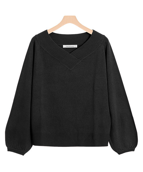 Pierrot（ピエロ）の「カシミヤタッチバルーン袖ニット（ニット/セーター・レディース・ブラック/ネイビー/グレー/オフホワイト/サックスブルー/ピンク/レッド/ベージュ・L/M）」の3枚目の写真