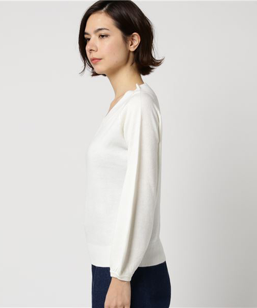 Pierrot（ピエロ）の「カシミヤタッチバルーン袖ニット（ニット/セーター・レディース・ブラック/ネイビー/グレー/オフホワイト/サックスブルー/ピンク/レッド/ベージュ・L/M）」の12枚目の写真