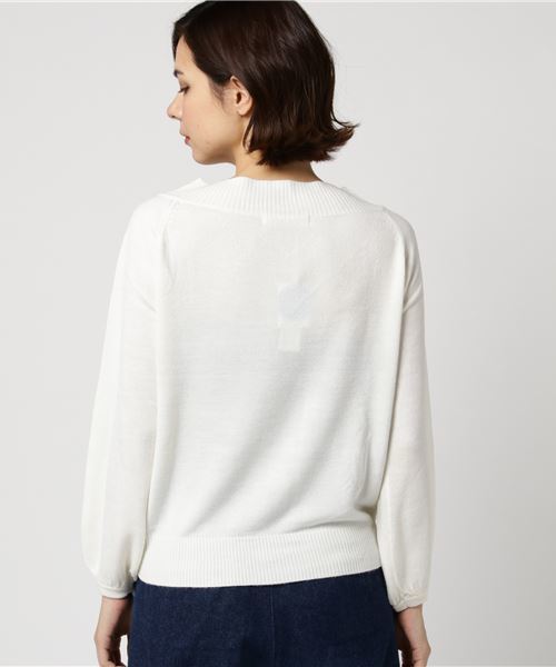 Pierrot（ピエロ）の「カシミヤタッチバルーン袖ニット（ニット/セーター・レディース・ブラック/ネイビー/グレー/オフホワイト/サックスブルー/ピンク/レッド/ベージュ・L/M）」の9枚目の写真