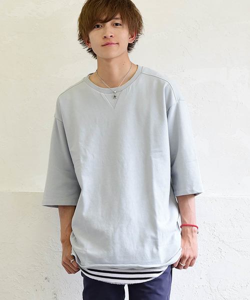 MinoriTY（マイノリティ）の「裏毛ビッグシルエット半袖カットソー Tシャツ スウェット ワイド （Tシャツ/カットソー・メンズ・ブラック/杢グレー/ピンク系その他/オフホワイト/ベージュ・FREE）」の3枚目の写真