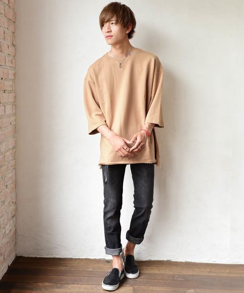 MinoriTY（マイノリティ）の「裏毛ビッグシルエット半袖カットソー Tシャツ スウェット ワイド （Tシャツ/カットソー・メンズ・ブラック/杢グレー/ピンク系その他/オフホワイト/ベージュ・FREE）」の9枚目の写真