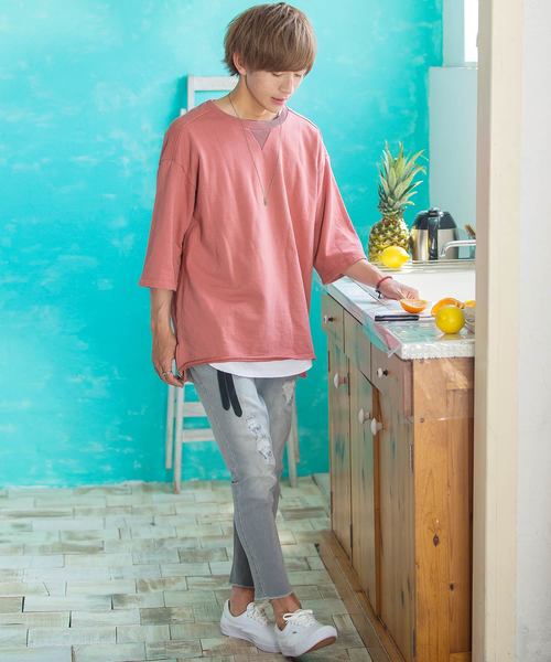 MinoriTY（マイノリティ）の「裏毛ビッグシルエット半袖カットソー Tシャツ スウェット ワイド （Tシャツ/カットソー・メンズ・ブラック/杢グレー/ピンク系その他/オフホワイト/ベージュ・FREE）」の10枚目の写真