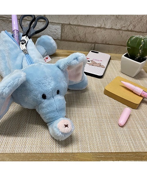青い象の顔ポーチ NICI/フィギュアポーチ ブルーエレファント（おもちゃ）｜nici