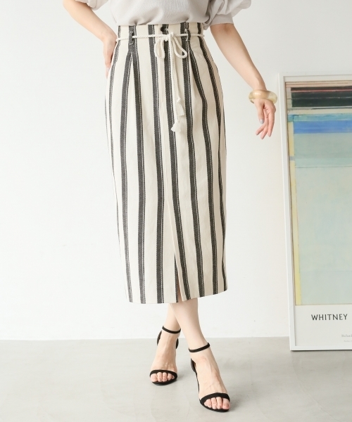 A part by（アパートバイ）の「Cストライプタイトスカート2 797271（スカート・レディース・ホワイト系その他/ベージュ系その他/ブルー系その他・MEDIUM/LARGE）」の2枚目の写真