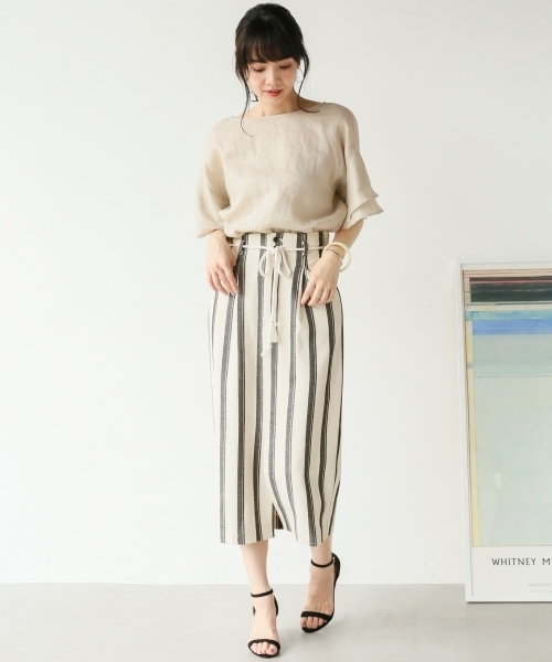 A part by（アパートバイ）の「Cストライプタイトスカート2 797271（スカート・レディース・ホワイト系その他/ベージュ系その他/ブルー系その他・MEDIUM/LARGE）」の4枚目の写真