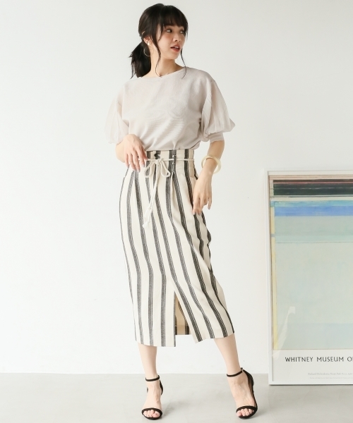 A part by（アパートバイ）の「Cストライプタイトスカート2 797271（スカート・レディース・ホワイト系その他/ベージュ系その他/ブルー系その他・MEDIUM/LARGE）」の5枚目の写真