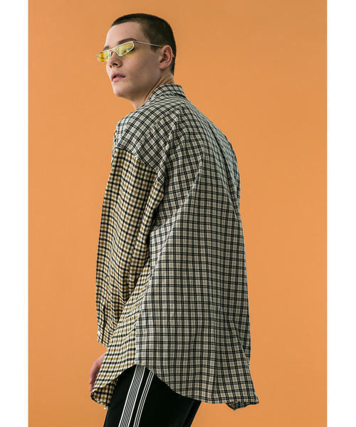 MONKEY TIME(モンキータイム)の「<monkey time> TARTAN CHECK PANEL OVER SIZED REG/シャツ ◆(シャツ/ブラウス・メンズ・ベージュ/ダークグリーン・SMALL/MEDIUM/X-LARGE/LARGE)」の4枚目の写真