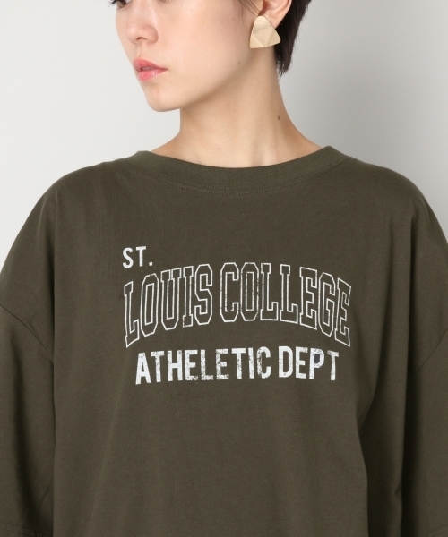 LOWRYS FARM（ローリーズファーム）の「ロゴプリントチュニック　808506（Tシャツ/カットソー・レディース・チャコールグレー/ベージュ/オフホワイト/ボルドー・FREE）」の11枚目の写真