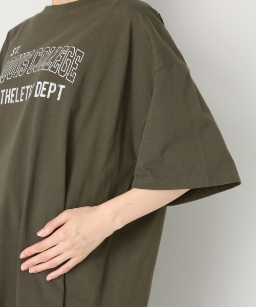 LOWRYS FARM（ローリーズファーム）の「ロゴプリントチュニック　808506（Tシャツ/カットソー・レディース・チャコールグレー/ベージュ/オフホワイト/ボルドー・FREE）」の12枚目の写真