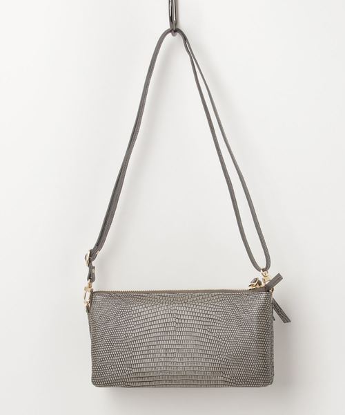 DouDou（ドゥドゥ）の「AW型押しウォレット（ショルダーバッグ・レディース・グリーン/チャコールグレー・FREE）」の3枚目の写真