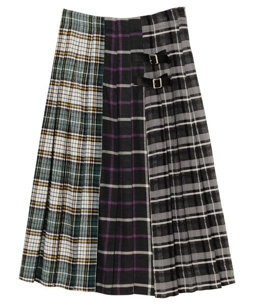 Candy Stripper（キャンディストリッパー）の「CHECK SWITCHED PLEATS スカート（スカート・レディース・アイボリー/ブラック/チャコールグレー/イエロー・1/2）」の3枚目の写真