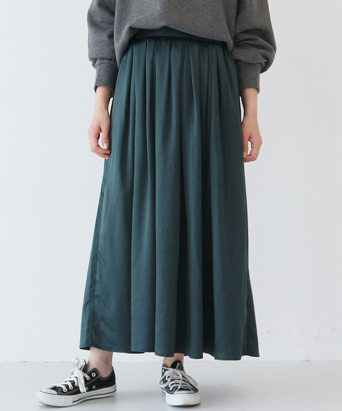 AMERICAN HOLIC（アメリカンホリック）の「・ギャザーロングスカート＊（スカート・レディース・キャメル/グリーン/テラコッタ/モカ/マスタード/ベージュ系その他・FREE）」の4枚目の写真