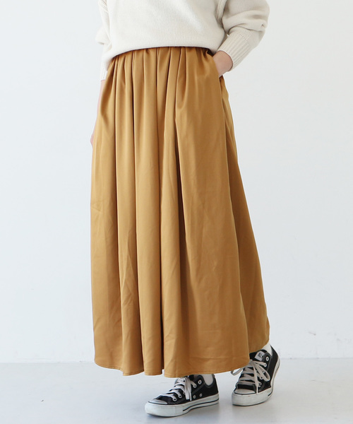 AMERICAN HOLIC（アメリカンホリック）の「・ギャザーロングスカート＊（スカート・レディース・キャメル/グリーン/テラコッタ/モカ/マスタード/ベージュ系その他・FREE）」の5枚目の写真
