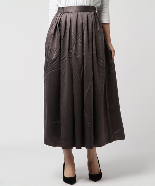 AMERICAN HOLIC（アメリカンホリック）の「・ギャザーロングスカート＊（スカート・レディース・キャメル/グリーン/テラコッタ/モカ/マスタード/ベージュ系その他・FREE）」の2枚目の写真