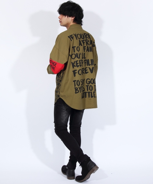 ８(eight)（エイト）の「デコレーション チノ ビッグシャツ ビッグシルエット（シャツ/ブラウス・メンズ・ブラック/ベージュ/カーキ・FREE）」の12枚目の写真