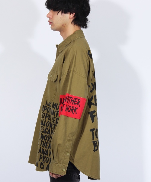 ８(eight)（エイト）の「デコレーション チノ ビッグシャツ ビッグシルエット（シャツ/ブラウス・メンズ・ブラック/ベージュ/カーキ・FREE）」の21枚目の写真