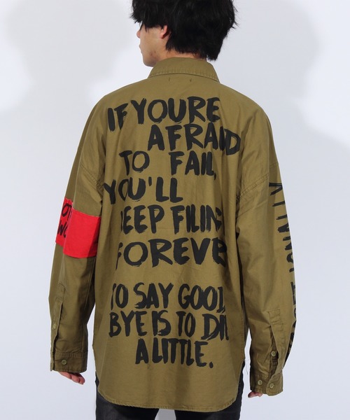 ８(eight)（エイト）の「デコレーション チノ ビッグシャツ ビッグシルエット（シャツ/ブラウス・メンズ・ブラック/ベージュ/カーキ・FREE）」の7枚目の写真