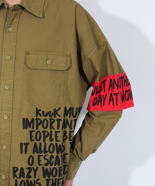 ８(eight)（エイト）の「デコレーション チノ ビッグシャツ ビッグシルエット（シャツ/ブラウス・メンズ・ブラック/ベージュ/カーキ・FREE）」の5枚目の写真