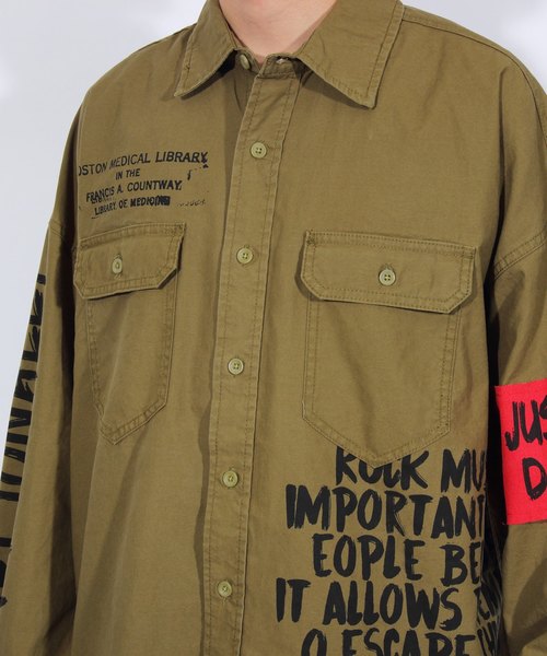 ８(eight)（エイト）の「デコレーション チノ ビッグシャツ ビッグシルエット（シャツ/ブラウス・メンズ・ブラック/ベージュ/カーキ・FREE）」の13枚目の写真