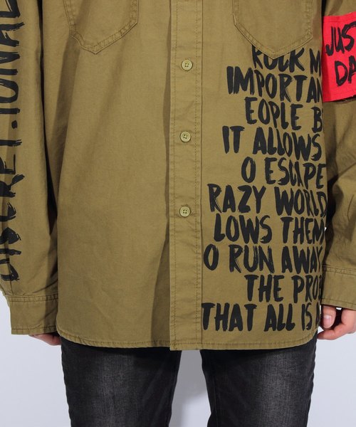 ８(eight)（エイト）の「デコレーション チノ ビッグシャツ ビッグシルエット（シャツ/ブラウス・メンズ・ブラック/ベージュ/カーキ・FREE）」の22枚目の写真