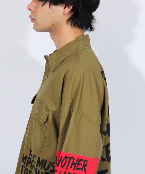 ８(eight)（エイト）の「デコレーション チノ ビッグシャツ ビッグシルエット（シャツ/ブラウス・メンズ・ブラック/ベージュ/カーキ・FREE）」の20枚目の写真
