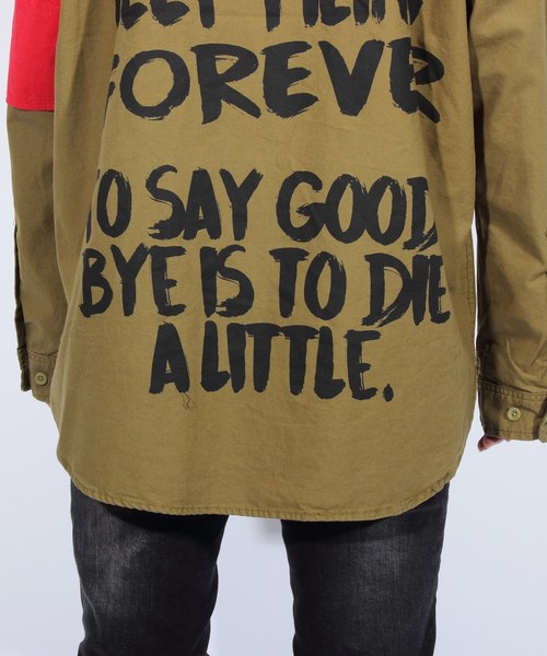 ８(eight)（エイト）の「デコレーション チノ ビッグシャツ ビッグシルエット（シャツ/ブラウス・メンズ・ブラック/ベージュ/カーキ・FREE）」の6枚目の写真