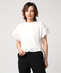 天竺コットンレースフリルTシャツ