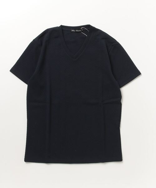 STYLEBLOCK（スタイルブロック）の「フクレジャガードへリンボン柄半袖VネックTシャツ（Tシャツ/カットソー・メンズ・ホワイト/ブラック/ネイビー・M/L/XL）」の3枚目の写真