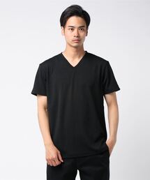 フクレジャガードへリンボン柄半袖VネックTシャツ