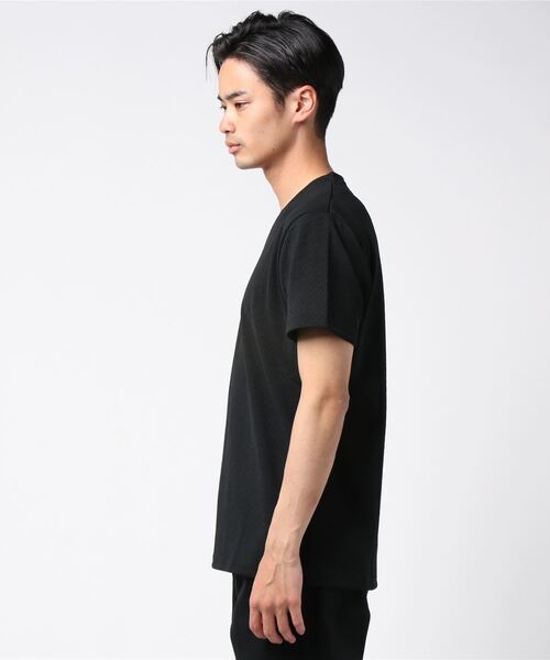STYLEBLOCK（スタイルブロック）の「フクレジャガードへリンボン柄半袖VネックTシャツ（Tシャツ/カットソー・メンズ・ホワイト/ブラック/ネイビー・M/L/XL）」の5枚目の写真