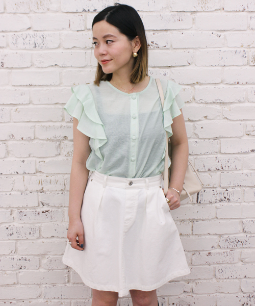 mystic（ミスティック）の「デニムフレアスカート（スカート・レディース・ホワイト/ブルー/ネイビー/ブラック・2/1）」の6枚目の写真