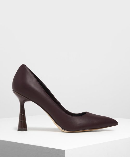 CHARLES & KEITH(チャールズ & キース)の「スカルプチュアル ヒールパンプス / Sculptural Heel Pumps(パンプス・レディース・ブラック/ベージュ/ブルー/バーガンディー・22.5cm/23cm/23.5cm/24.5cm/25cm/25.5cm)」の1枚目の写真