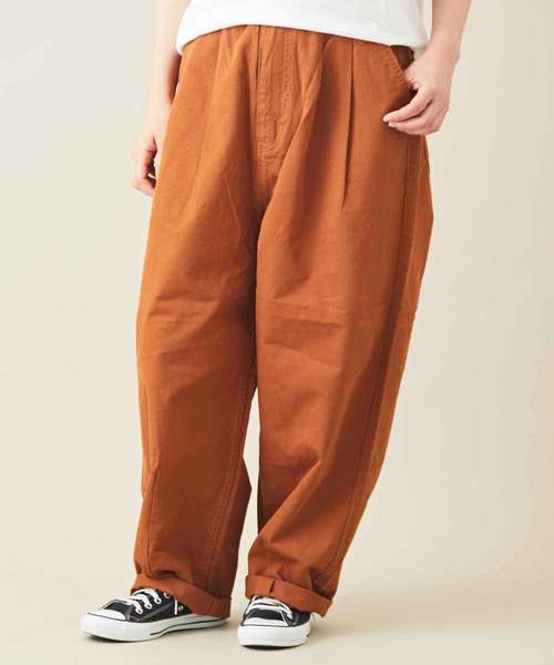 CUBE SUGAR(キューブシュガー)の「ドビーツイル ワイド サルエルパンツ(パンツ)」|オレンジ