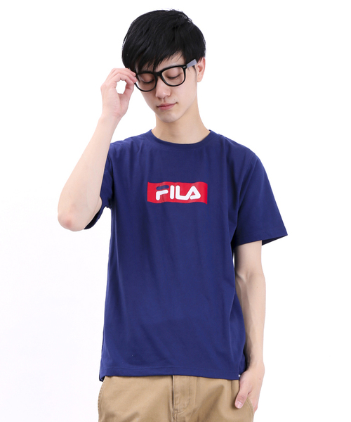 FILA（フィラ）の「∴WEGO/FILA　BOXロゴTシャツ（Tシャツ/カットソー・メンズ・ホワイト/ネイビー・MEDIUM/LARGE）」の9枚目の写真