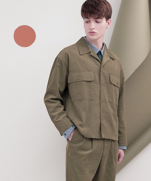 EMMA CLOTHES(エマクローズ)の「ヘヴィーコーデュロイ ボックスシルエット CPOジャケット(EMMA CLOTHES)(ブルゾン・メンズ・ブラック/ダークブラウン/ブラウン/グリーン系その他/グレイッシュベージュ/ネイビー・M/L)」の16枚目の写真