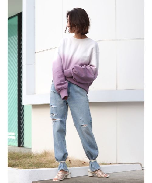 Ungrid（アングリッド）の「ディップダイルーズスウェット（スウェット・レディース・ベージュ/パープル/グリーン・FREE）」の9枚目の写真