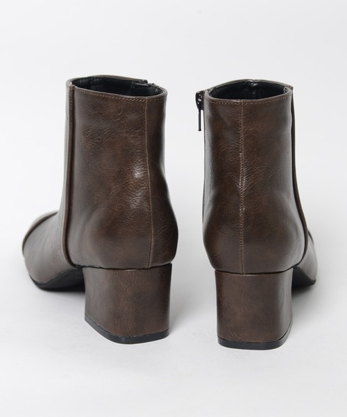 shopnikoniko（ショップニコニコ）の「センターシームスクエアトゥショートブーツ（ブーツ・レディース・ブラック/ホワイト/ブラウン・S/LL/M/L）」の10枚目の写真