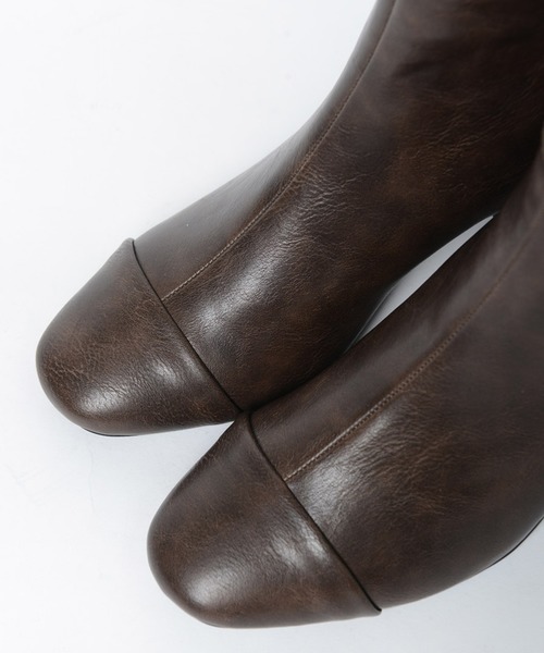 shopnikoniko（ショップニコニコ）の「センターシームスクエアトゥショートブーツ（ブーツ・レディース・ブラック/ホワイト/ブラウン・S/LL/M/L）」の12枚目の写真