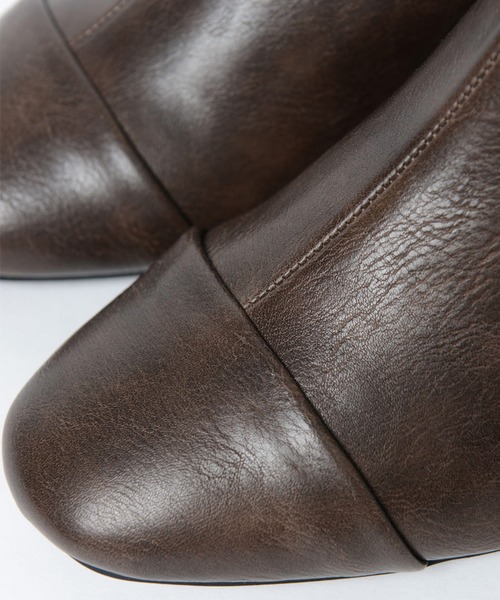 shopnikoniko（ショップニコニコ）の「センターシームスクエアトゥショートブーツ（ブーツ・レディース・ブラック/ホワイト/ブラウン・S/LL/M/L）」の6枚目の写真