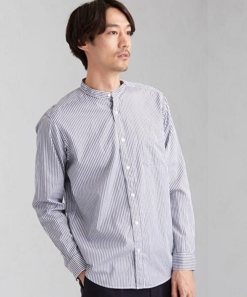 green label relaxing(グリーンレーベルリラクシング)の「CM ドビーロンスト バンドカラー LS シャツ(シャツ/ブラウス・メンズ・ブラウン/ダークグリーン/ネイビー・LARGE/SMALL/MEDIUM/X-LARGE)」の3枚目の写真