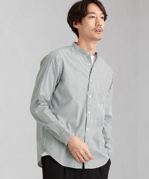 green label relaxing(グリーンレーベルリラクシング)の「CM ドビーロンスト バンドカラー LS シャツ(シャツ/ブラウス・メンズ・ブラウン/ダークグリーン/ネイビー・LARGE/SMALL/MEDIUM/X-LARGE)」の2枚目の写真