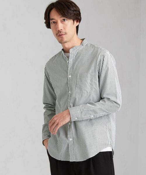 green label relaxing(グリーンレーベルリラクシング)の「CM ドビーロンスト バンドカラー LS シャツ(シャツ/ブラウス・メンズ・ブラウン/ダークグリーン/ネイビー・LARGE/SMALL/MEDIUM/X-LARGE)」の7枚目の写真