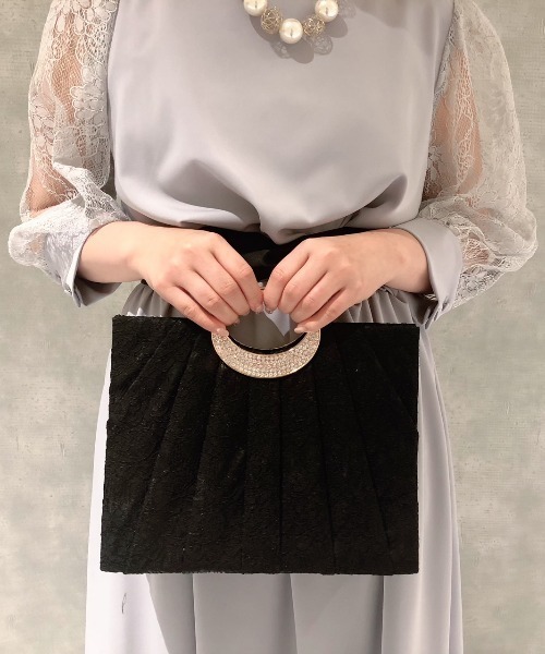 Cupid Heart（キューピッドハート）の「【Cupid Heart】結婚式BAG レースプリーツパーティーバッグ（トートバッグ・レディース・ブラック/ベージュ・MEDIUM）」の7枚目の写真