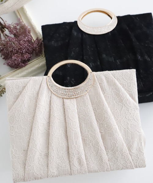 Cupid Heart（キューピッドハート）の「【Cupid Heart】結婚式BAG レースプリーツパーティーバッグ（トートバッグ・レディース・ブラック/ベージュ・MEDIUM）」の21枚目の写真