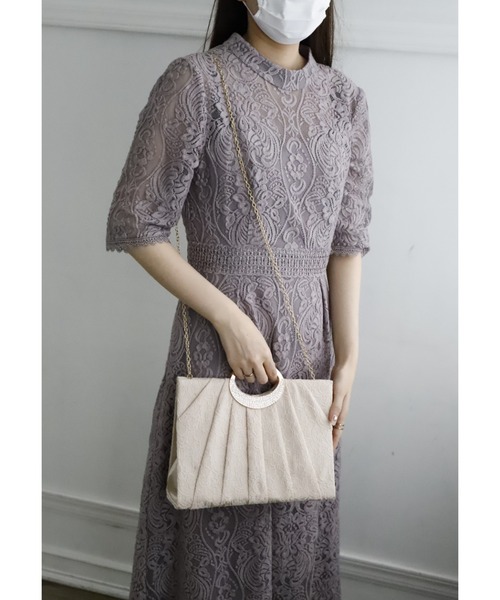 Cupid Heart（キューピッドハート）の「【Cupid Heart】結婚式BAG レースプリーツパーティーバッグ（トートバッグ・レディース・ブラック/ベージュ・MEDIUM）」の14枚目の写真